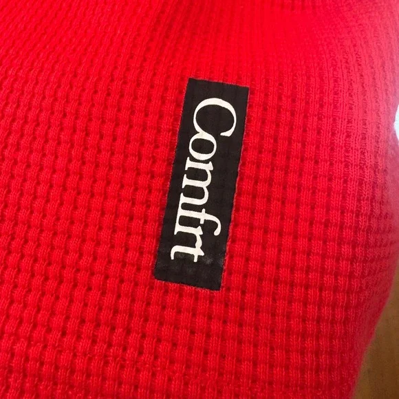 Comfrt Waffle Knit Lounge Set Size Large Red Matching Top Shorts 2 Piece NWOT - Picture 5 of 15